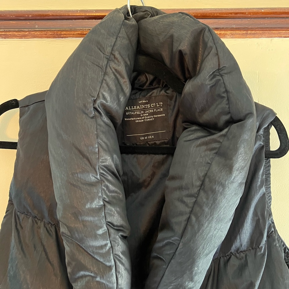 All Saints Black Puffer Vest - Picture 2 of 4